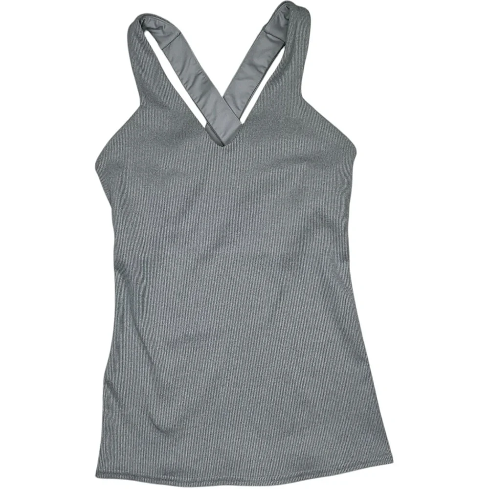 Alo Yoga Elevate Ribbed Crossover Tank Shadow‎ Grey Size Small